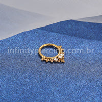 Piercing Argola Aço cirúrgico Segmento Articulado 3 Pedras Zircônia