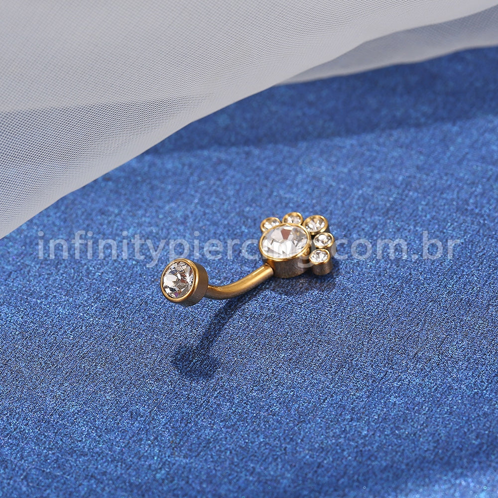 Piercing Banana Aço Cirúrgico Indiano 7 Zircônias Cravada