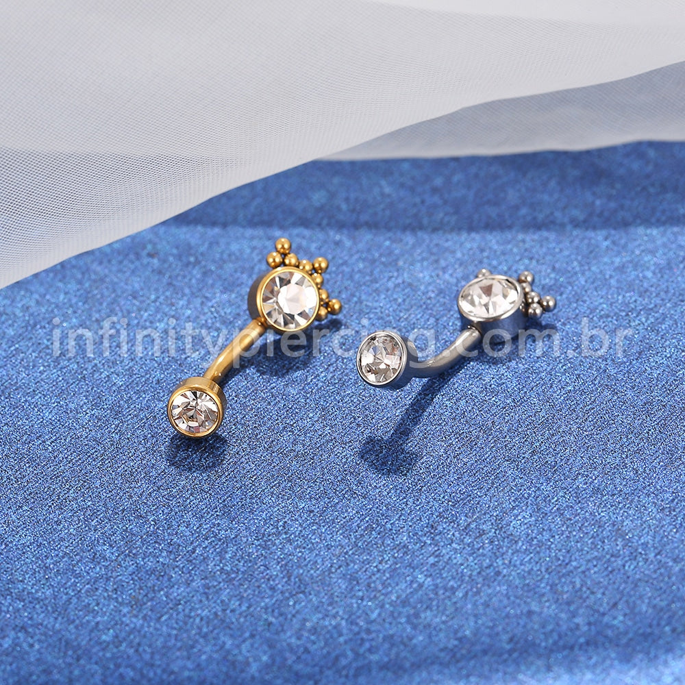 Piercing Banana Aço Cirúrgico Indiano Zircônia