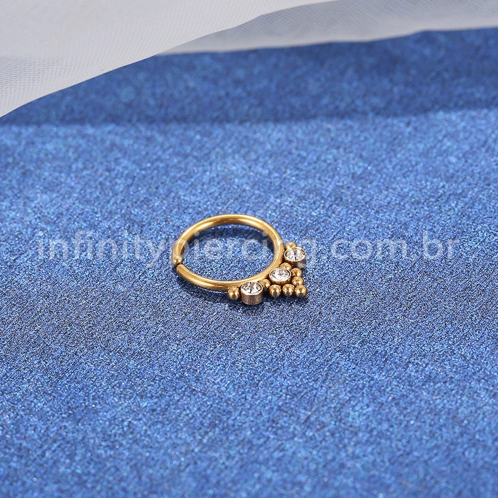 Piercing Argola Aço Cirúrgico Indiano Zircônia
