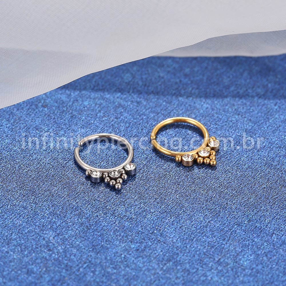 Piercing Argola Aço Cirúrgico Indiano Zircônia