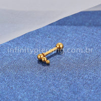 Piercing MiniBarbell Bolinhas Aço Cirúrgico