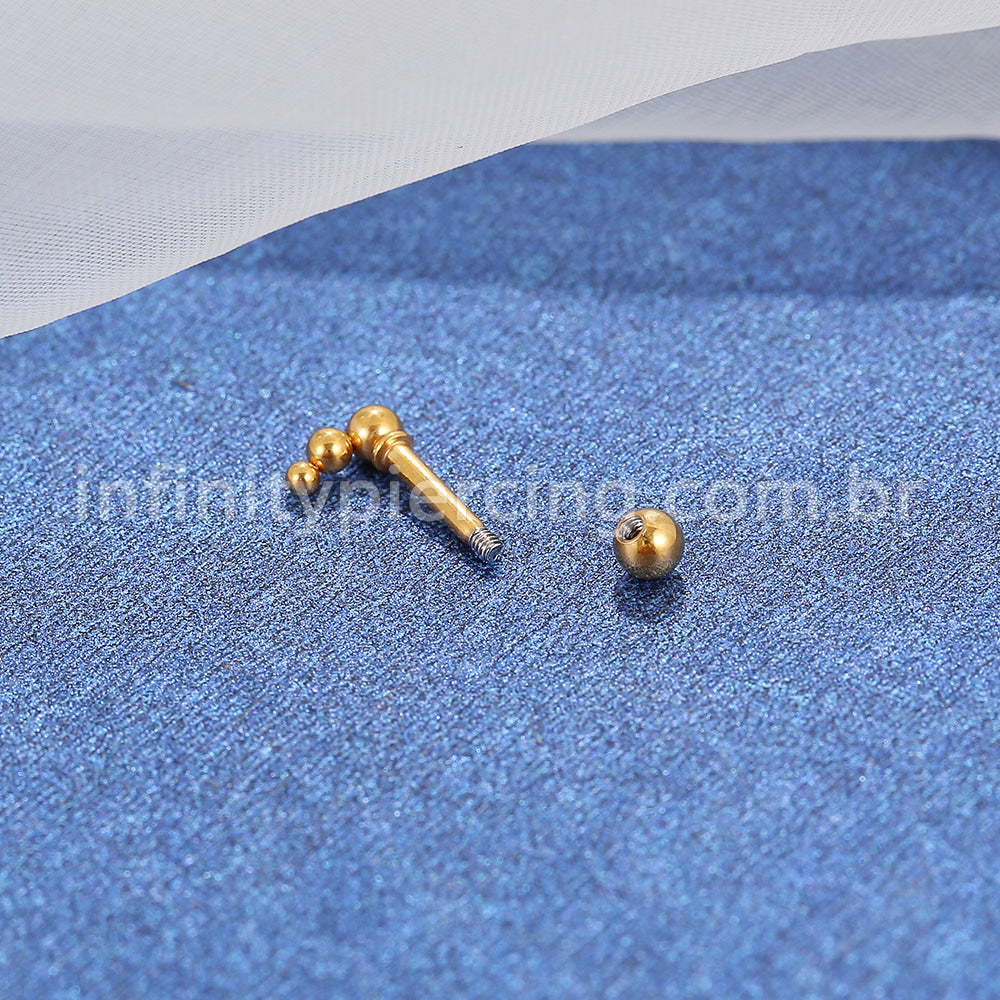 Piercing MiniBarbell Bolinhas Aço Cirúrgico