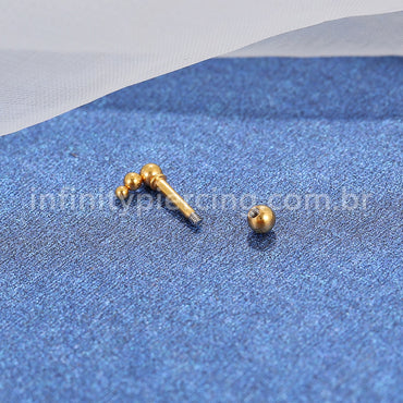 Piercing MiniBarbell Bolinhas Aço Cirúrgico