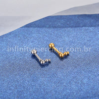 Piercing MiniBarbell Bolinhas Aço Cirúrgico