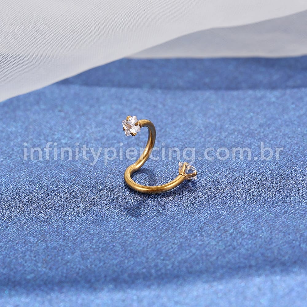 Piercing Twister Aço Cirúrgico Zircônia Quadrada