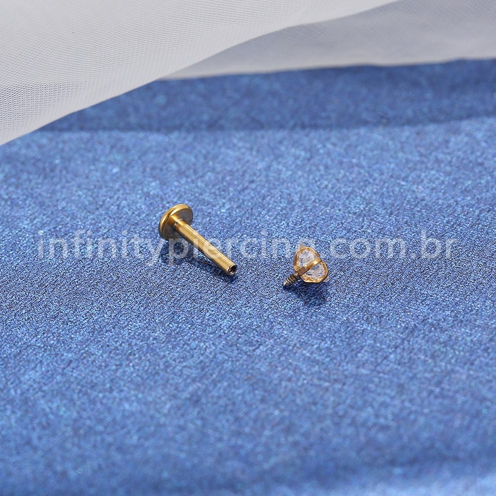Piercing Labret Aço Cirúrgico Zircônia Estrela