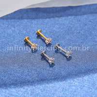 Piercing Labret Aço Cirúrgico Zircônia Estrela