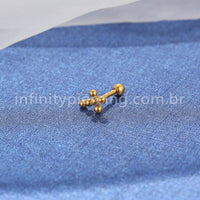 Piercing MiniBarbell Cruz Aço Cirúrgico