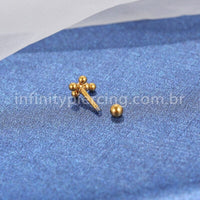 Piercing MiniBarbell Cruz Aço Cirúrgico