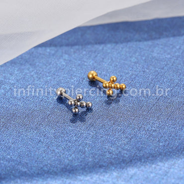 Piercing MiniBarbell Cruz Aço Cirúrgico