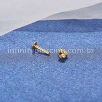 Piercing Labret Aço Cirúrgico 3 Pedras Zircônia