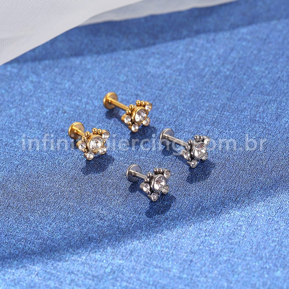 Piercing Labret Aço Cirúrgico Indiano Zircônia