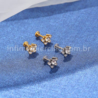 Piercing Labret Aço Cirúrgico Indiano Zircônia