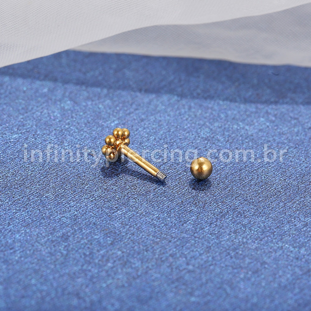 Piercing MiniBarbell Flor Aço Cirúrgico