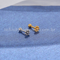 Piercing MiniBarbell Flor Aço Cirúrgico