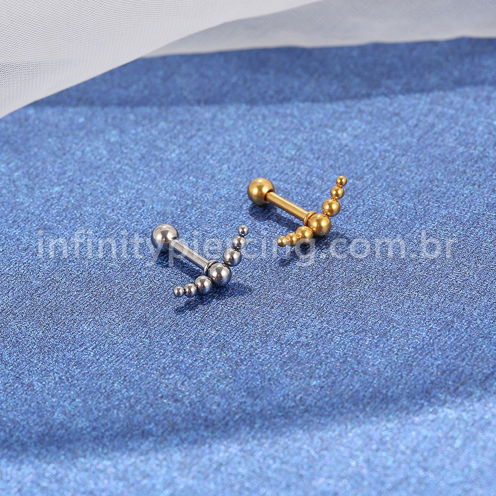 Piercing MiniBarbell Curvado Aço Cirúrgico
