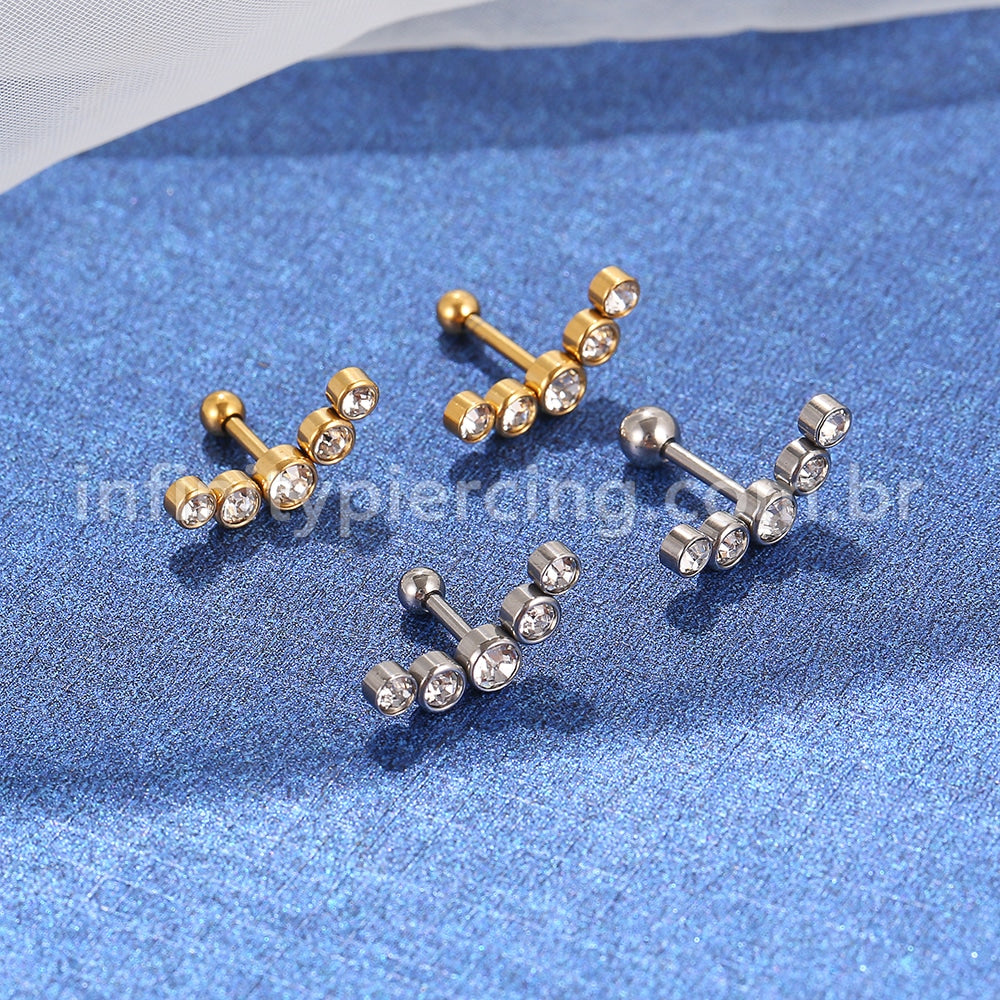Piercing Minibarbell Aço Cirúrgico Zircônia