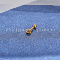 Piercing MiniBarbell três Bolinhas Aço Cirúrgico