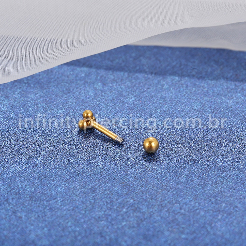 Piercing MiniBarbell três Bolinhas Aço Cirúrgico