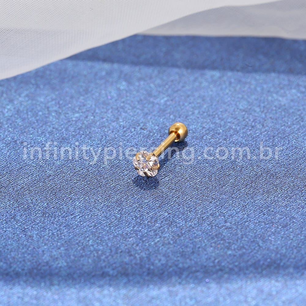 Piercing Minibarbell Aço Cirúrgico Zircônia Flor