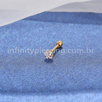 Piercing Minibarbell Aço Cirúrgico Zircônia Flor