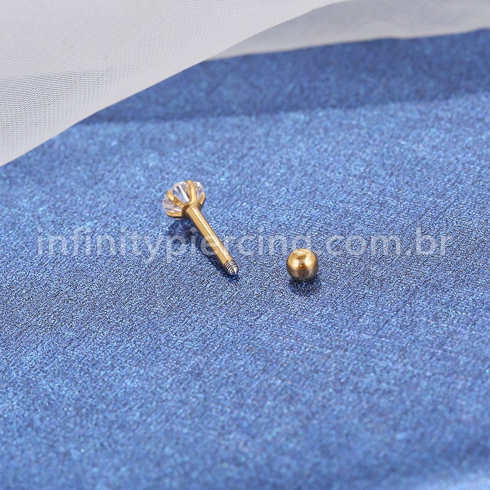 Piercing Minibarbell Aço Cirúrgico Zircônia Flor