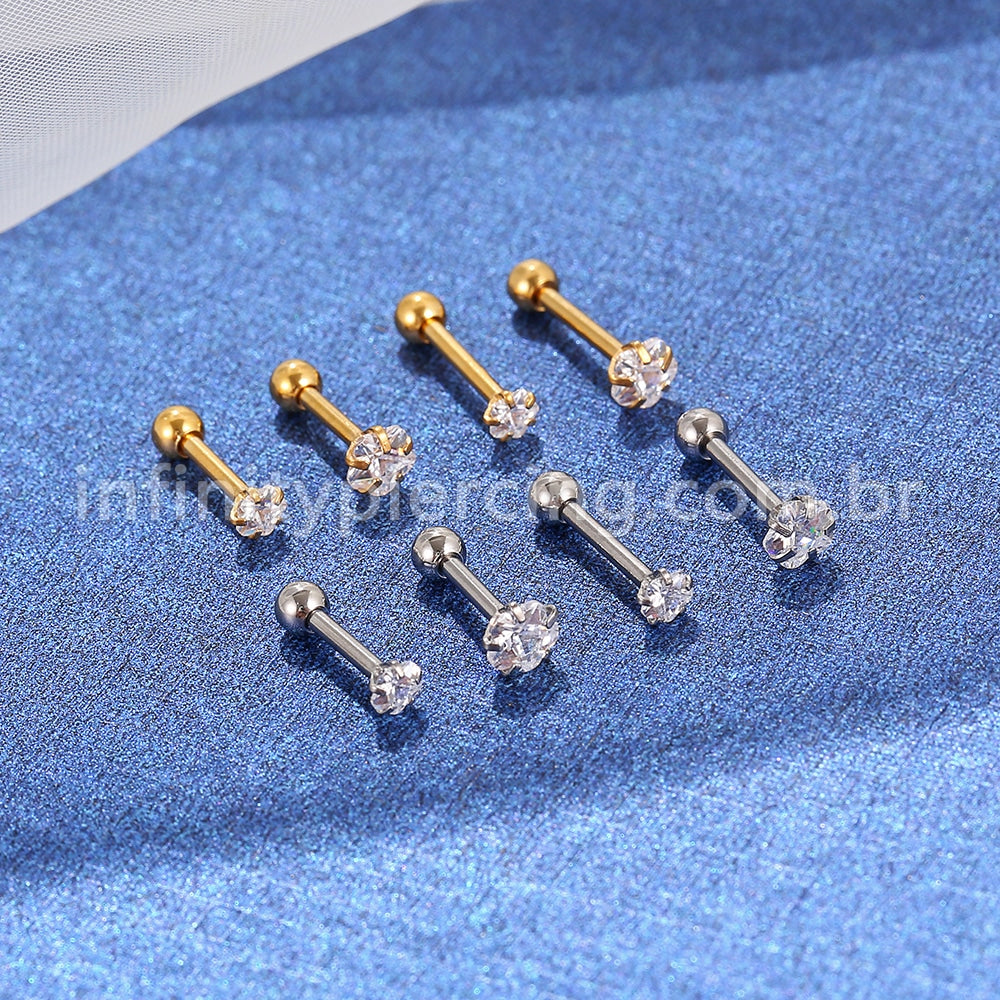 Piercing Minibarbell Aço Cirúrgico Zircônia Flor