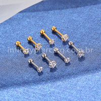 Piercing Minibarbell Aço Cirúrgico Zircônia Flor