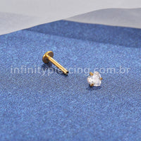 Piercing Labret Aço Cirúrgico Zircônia Coração