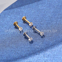Piercing Labret Aço Cirúrgico Zircônia Coração