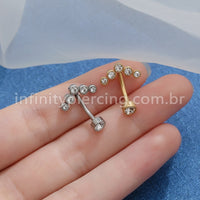 Piercing Banana Aço Cirúrgico Cluster Zircônia