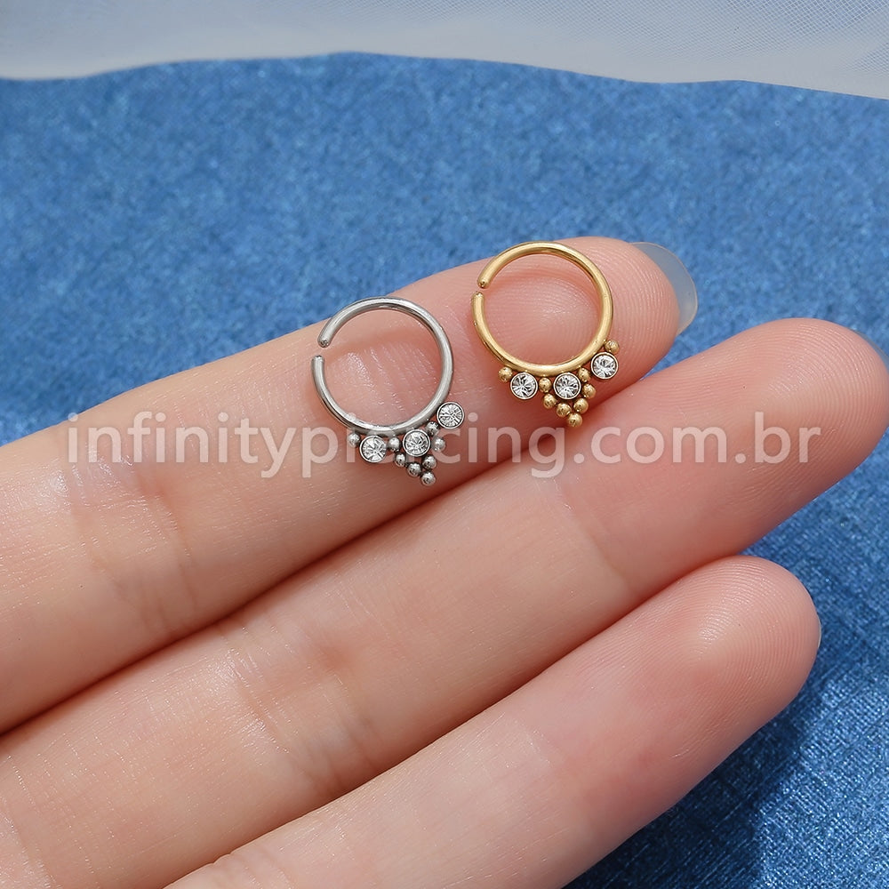 Piercing Argola Aço Cirúrgico Indiano Zircônia