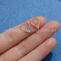 Piercing Argola Aço Cirúrgico Indiano Zircônia