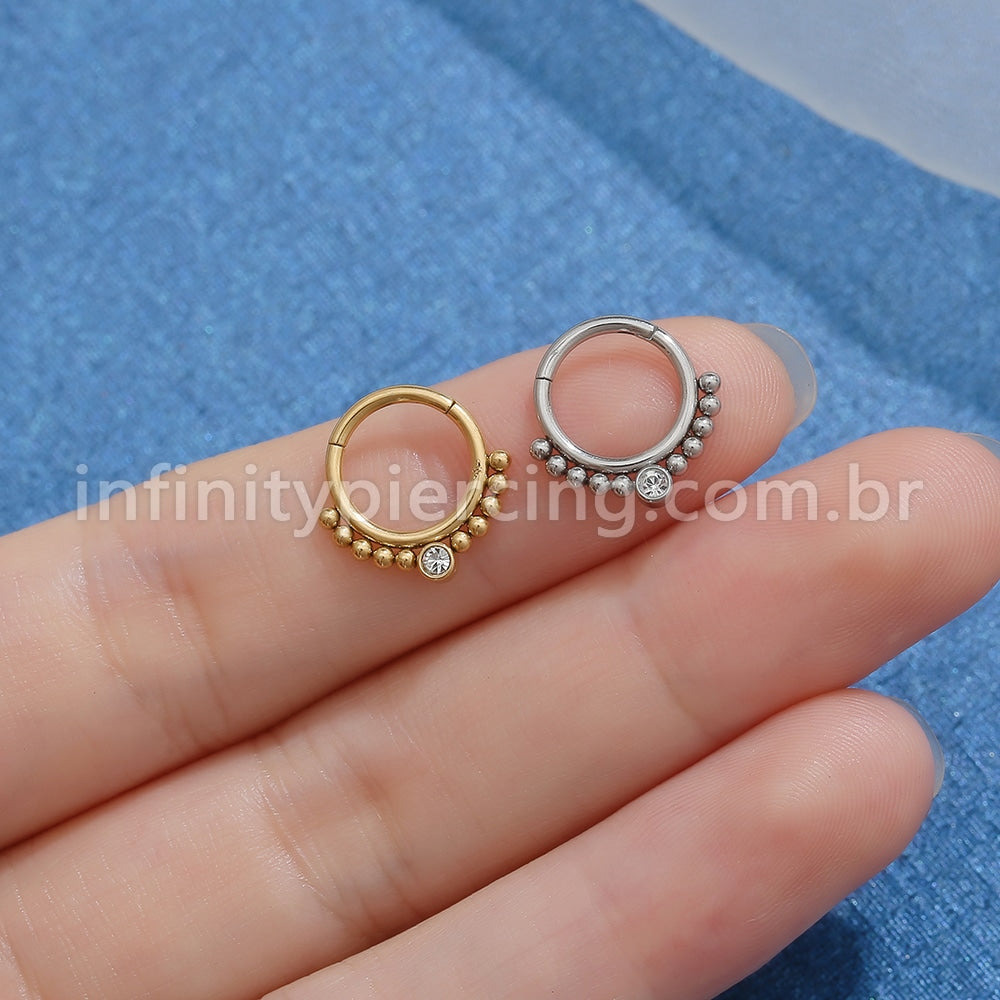Piercing Argola Aço Cirúrgico Segmento Articulado Zircônia