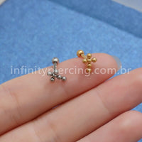 Piercing MiniBarbell Cruz Aço Cirúrgico