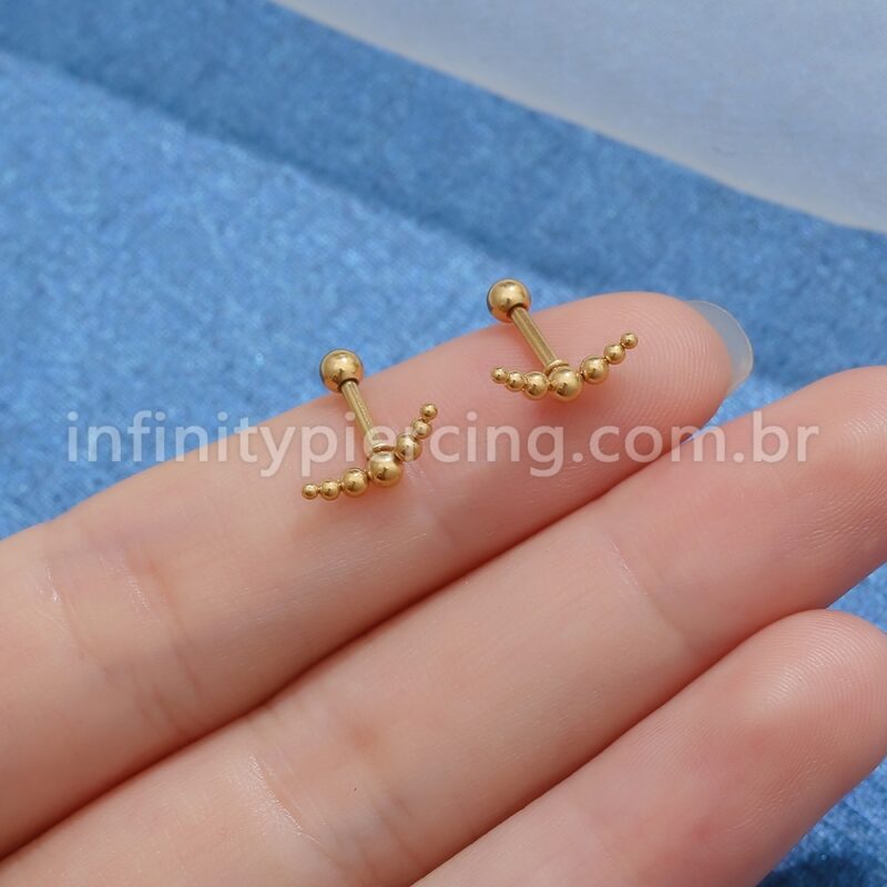 Piercing MiniBarbell Curvado Aço Cirúrgico