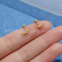 Piercing MiniBarbell Curvado Aço Cirúrgico