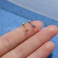 Piercing MiniBarbell três Bolinhas Aço Cirúrgico