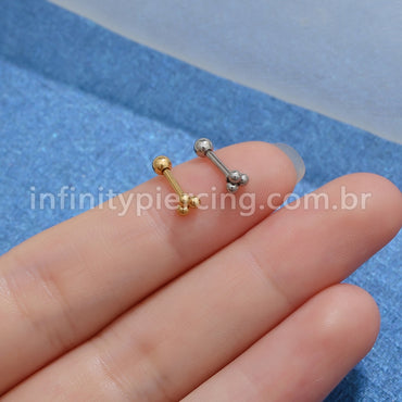 Piercing MiniBarbell três Bolinhas Aço Cirúrgico