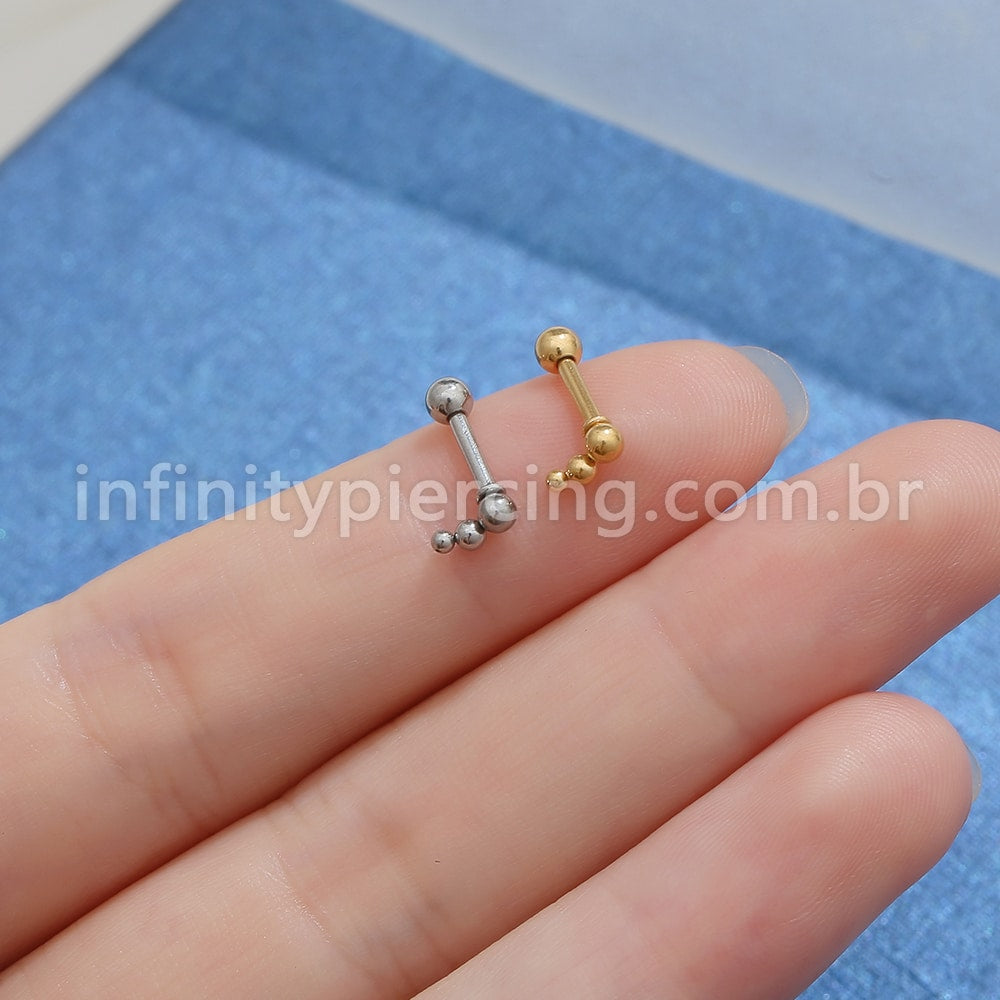 Piercing MiniBarbell Bolinhas Aço Cirúrgico