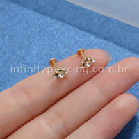 Piercing Labret Aço Cirúrgico Indiano Zircônia
