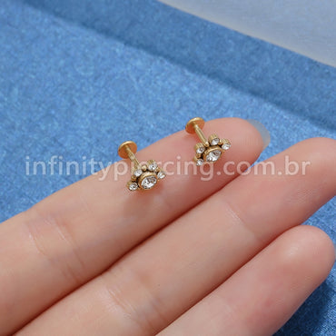 Piercing Labret Aço Cirúrgico Indiano Zircônia