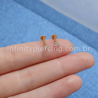 Piercing Labret Aço Cirúrgico Push Pin Zircônia Quadrada