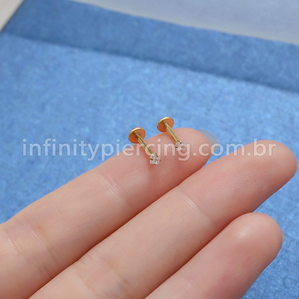 Piercing Labret Aço Cirúrgico Zircônia Quadrada