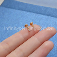 Piercing Labret Aço Cirúrgico Zircônia Quadrada