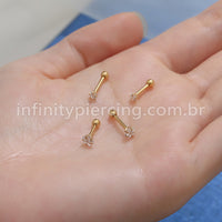 Piercing Minibarbell Aço Cirúrgico Zircônia Flor
