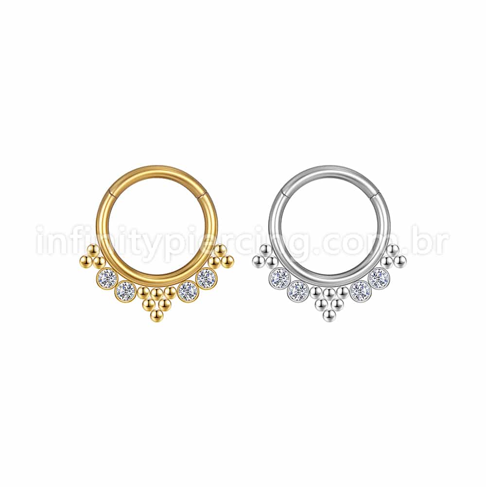 Piercing Argola Aço Cirúrgico Segmento Articulado Indiano Zircônia