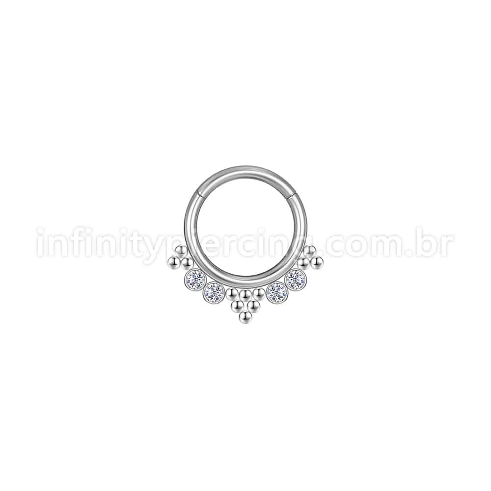 Piercing Argola Aço Cirúrgico Segmento Articulado Indiano Zircônia