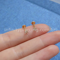 Piercing Labret Aço Cirúrgico Zircônia Estrela